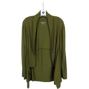 Coldwater Creek Women's Open Front Lon Sleeve Cardigan Olive Green Size Large